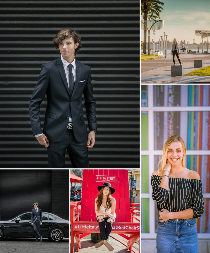 Collage of photos taken in urban areas of downtown San Diego