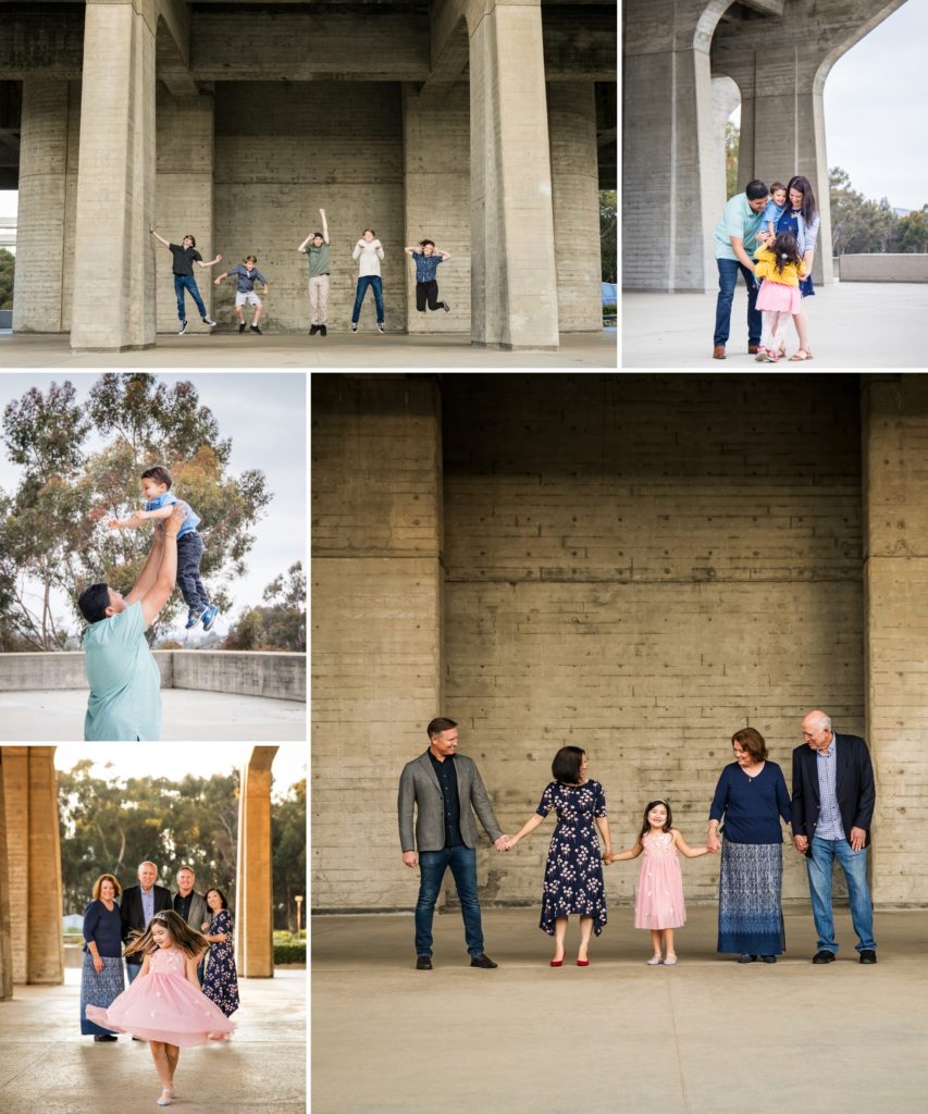 Collage of photos taken in UCSD: Geisel Library